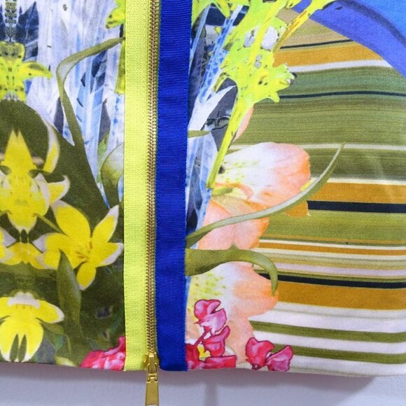 Elie Tahari Straight Pencil Skirt Zipper Accent Size 4 Bright Colors Green Pink - Picture 2 of 7